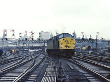 An unusual view of a class 40 scurrying back to Ferryhill courtesy of the GNSRA trip to see the Aberdeen signal boxes on 29 Apr 1978.
