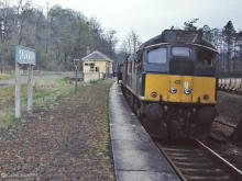 D5132 at Drummuir in May 1968, the driver is wearing the new style of uniform - a forlorn gesture in view of the line's pending closure