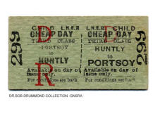 LNER Portsoy to Huntly, child cheap day 3rd class return, issued 27 Jun 1960