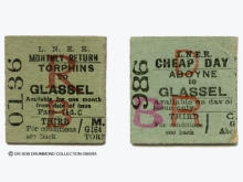 These tickets, out by train back by bus, are dated 26 June 1940[L] and 24 Nov 1944
