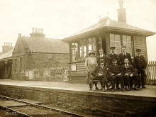 Buckie Station staff in the 1920's.  Naught shows where they once were.