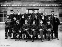 Buckie Station staff about 1918-20, W.G. Singer the station agent [station master] would later move to Dyce.