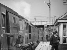 Mr. G. McDonald takes the token back to the main box at Craigellachie on 2 Nov 1968, the minor [west] box may have started off at Kennethmont then been moved. All boxes closed here on 15 Dec 1968