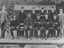 An undated group of staff at Craigellachie, possibly taken at the turn of the 20th century.  Note the gap between the Station Master and the Porter on his right.