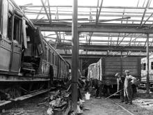 Clear up at Kittybrewster shed after air raid, photo taken on 21 Apr 1943