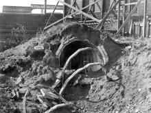 The results of a direct hit on the Kittybrewster Station shelter from an air raid on the 21 April 1943. Tragically four railwaymen were killed that night when they took shelter inside during the raid. It was rebuilt on the same spot