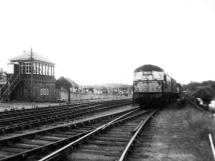 D5307 shunts next to the Dee at Banchory with the penultimate freight to Ballater, 13 July 1966,