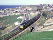 A class 26 possibly 19 or 29 leaves Cullen for Elgin on 7 May 1966