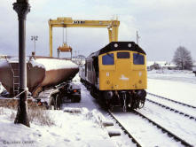 25076 shunts Elgin Yard in the early 80's, gauge enhancement work to revitalise freight traffic to Elgin was due for completion in October '07