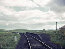 Kirkton Bridge halt was beside Fraserburgh Golf Club, note the lightly laid track and ski jump over the distant dunes.