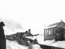 A Macduff bound service enters Fyvie in this winter scene sometime in the 1920's
